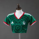 Cropped México Home 26/27 - Torcedor Adidas Feminina - Verde e vermelho