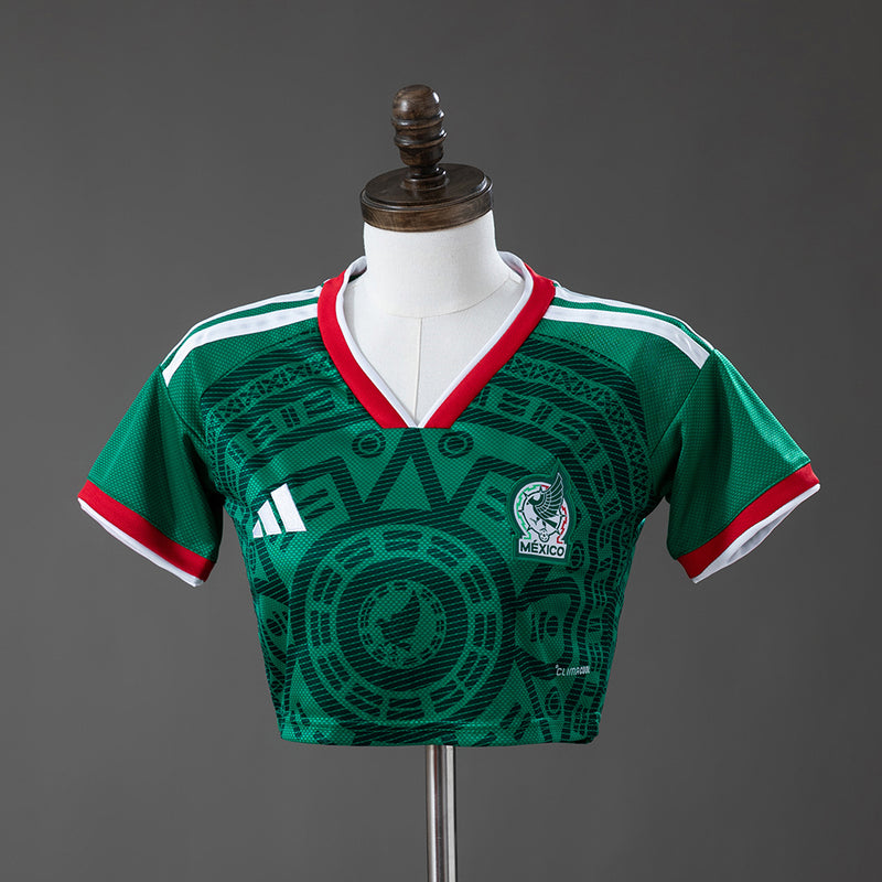 Cropped México Home 26/27 - Torcedor Adidas Feminina - Verde e vermelho