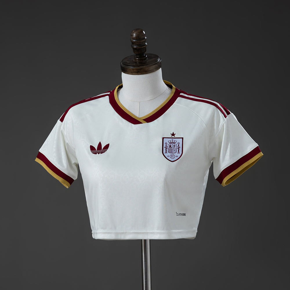 Cropped Espanha Home 26/27 - Torcedor Adidas Feminina - Branco e bordô