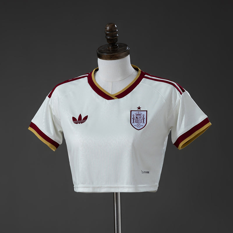 Cropped Espanha Home 26/27 - Torcedor Adidas Feminina - Branco e bordô