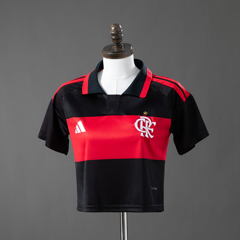 Cropped Flamengo Home 26/27 - Torcedor Adidas Feminina - Preto e vermelho