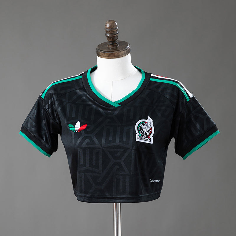 Cropped México Away 26/27 - Torcedor Adidas Feminina - Preto e verde