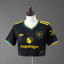 Cropped Manchester United Away 26/27 - Torcedor Adidas Feminina - Preto e amarelo