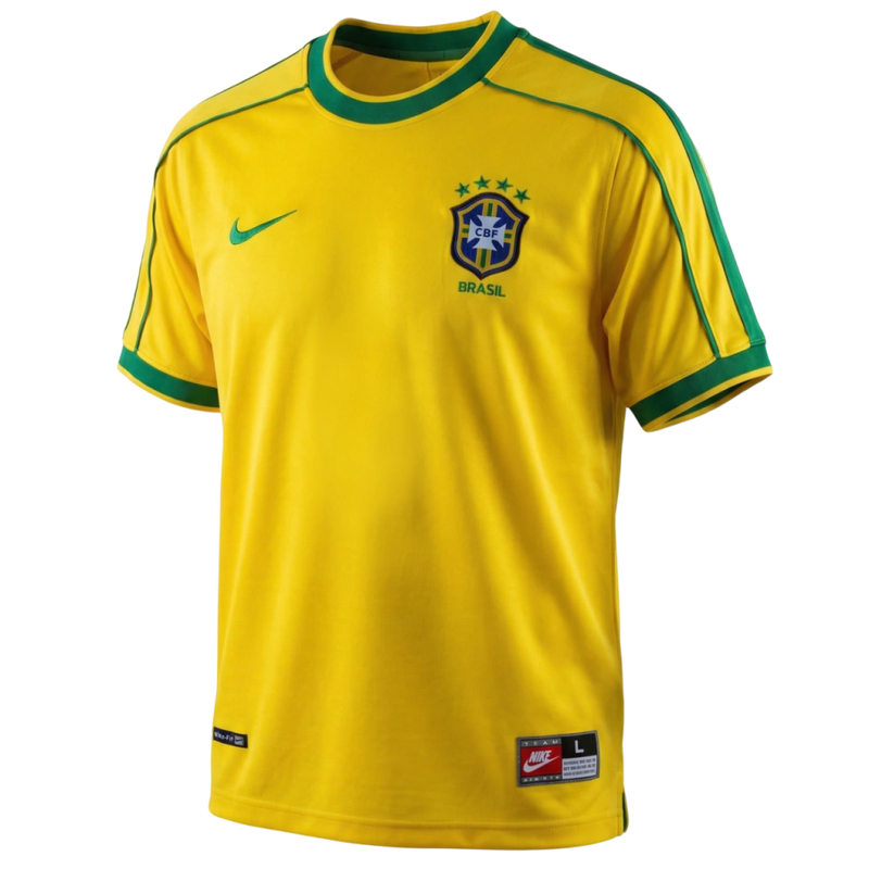 Camisa Seleção Brasileira Home 1998 - Nike Retrô Masculina - Verde e Amarela