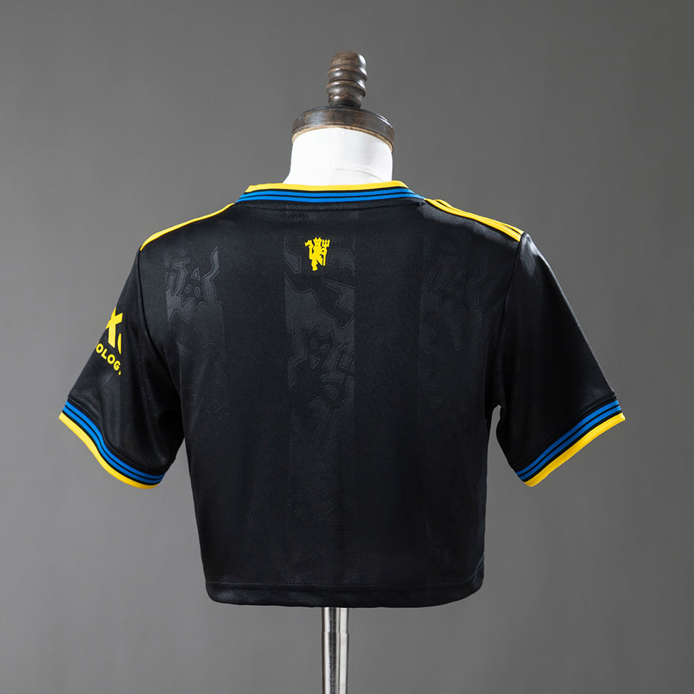 Cropped Manchester United Away 26/27 - Torcedor Adidas Feminina - Preto e amarelo