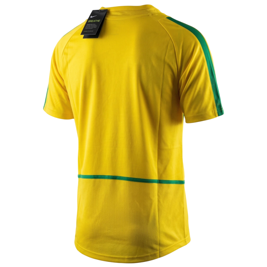 Camisa Seleção Brasileira Home 2002 - Nike Retrô Masculina - Verde e Amarela