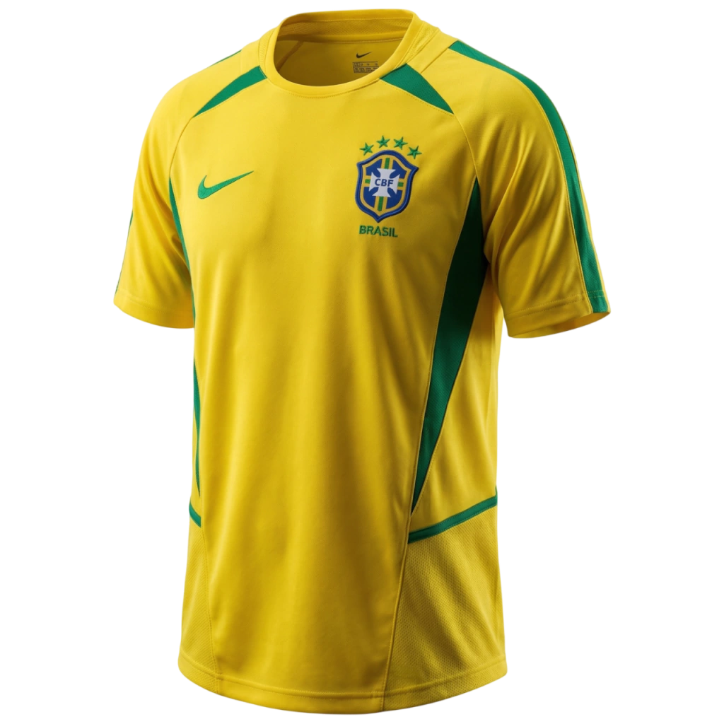 Camisa Seleção Brasileira Home 2002 - Nike Retrô Masculina - Verde e Amarela