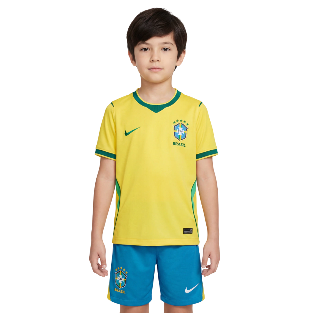 Kit Seleção Brasileira Home 26/27 Copa do Mundo - Torcedor Nike Infantil - Verde e Amarelo