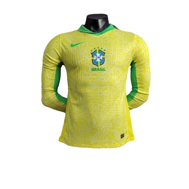 Camisa Seleção Brasileira Home 24/25 Manga Longa - Jogador Nike Masculina - Verde e Amarela