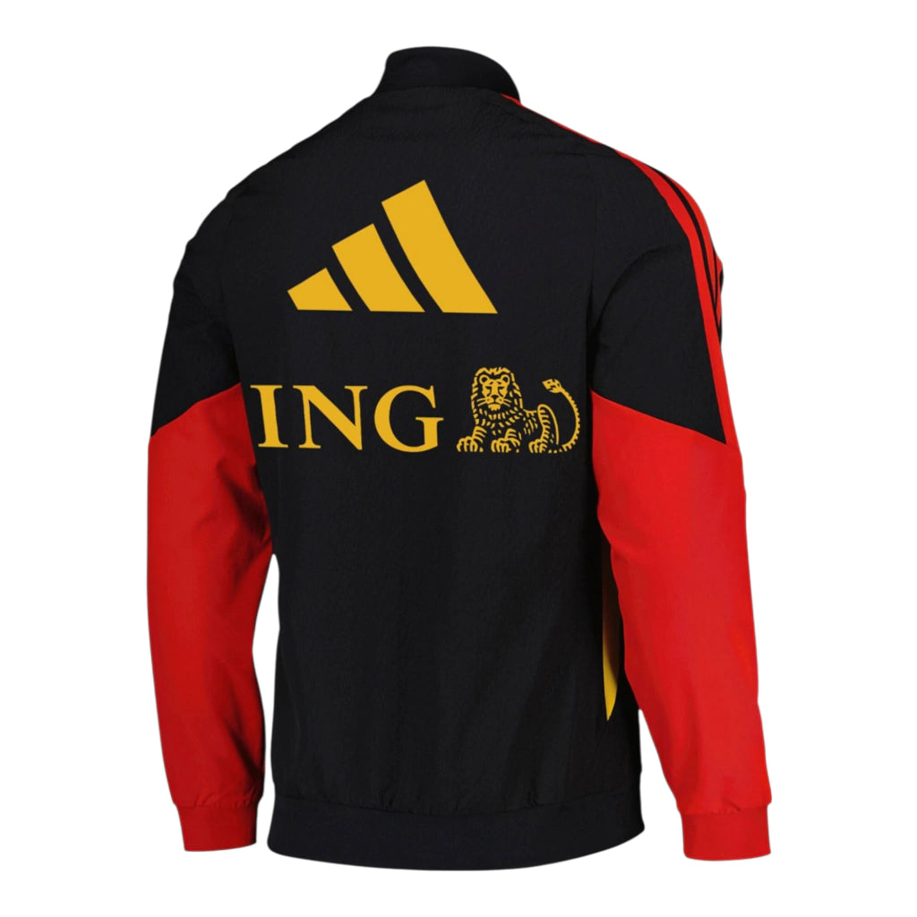 Jaqueta Corta-Vento Seleção Bélgica 26/27 - Masculina Adidas - Preta com detalhes em vermelho e amarelo Com Patrocínio